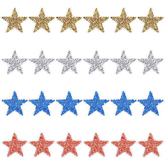 24шт. 4 цветов, стразы в форме звезды, нашивки, приклеиваемые утюгом, аксессуары для костюма, швейные украшения, на день независимости