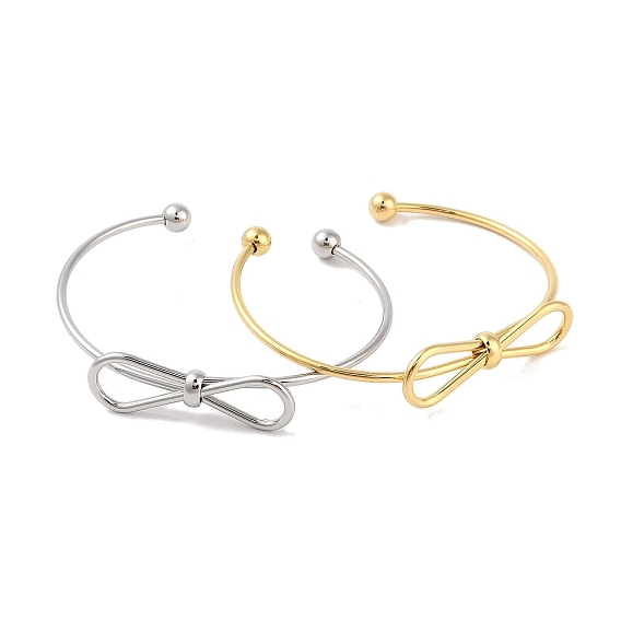 Бантом 304 открытые браслеты-манжеты из нержавеющей стали для женщин