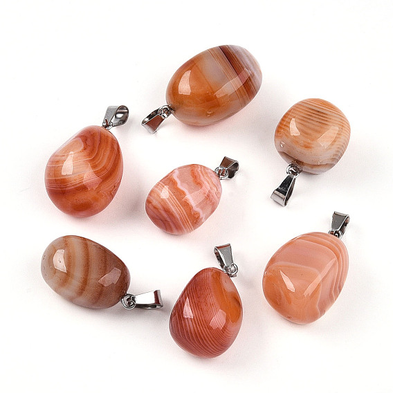 Натуральный красный агат подвески, подвески-самородки с 201 защелками из нержавеющей стали