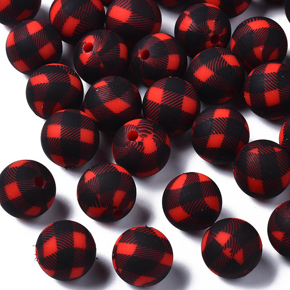 Food Grade Eco-Friendly Silicone Beads, Printed, Round