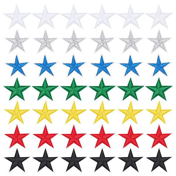 42 шт 7 цвета компьютеризированная вышивка ткань утюг / пришивание заплат, аппликация diy костюм аксессуар, звезда