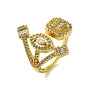 Brass with Cubic Zirconia Rings, Real 18K Gold Plated
