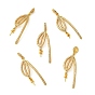 SHEGRACE Brass Micro Pave Cubic Zirconia Peg Bails Pin Pendants, Leaf Charms, for Half Drilled Beads, Cadmium Free & Lead Free & Nickel Free