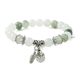 Bracelets extensibles en perles de quartz naturel, bracelet à breloques en alliage pour femmes