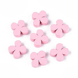 Натуральные деревянные цветочные бусины, окрашенные, 15x15 мм , около 100 шт / мешок