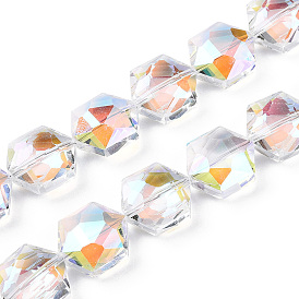 Faceted Glass Beads Strands, Clear