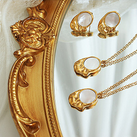 Комплект ожерелья и серег с подвеской в форме морского ушка для женщин, Ювелирные изделия во французском винтажном стиле с уникальным дизайном и материалом из титановой стали.