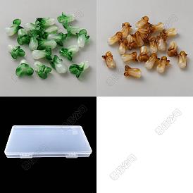 40pcs 2 Farben handgemachte Lampwork Perlen, Chinakohl