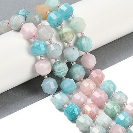 Natural Amazonite & Kunzite & Aventurine Beads Strands, Faceted, Bicone, Double Terminated Point Prism Beads