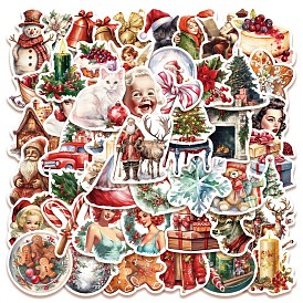 50Pcs/set Christmas PVC Self-Adhesive Stickers, for Party Decorative Presents