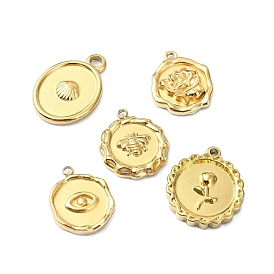 Ion Plating(IP) 304 Stainless Steel Pendants, Real 18K Gold Plated, Flat Round & Oval Charm