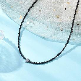 3мм ожерелья из натуральной черной шпинели с ограненными круглыми бусинами, Звездные ожерелья из синтетического немагнитного гематита для женщин