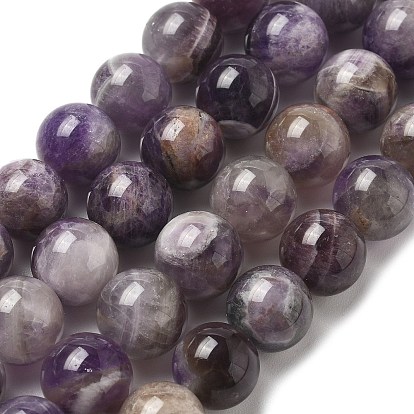 Круглые нити из натурального шевронного аметиста