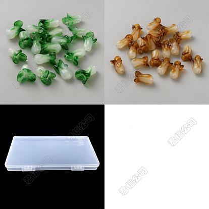 40pcs 2 Farben handgemachte Lampwork Perlen, Chinakohl