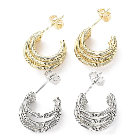 Brass Multi Line Claw Stud Earring for Woman