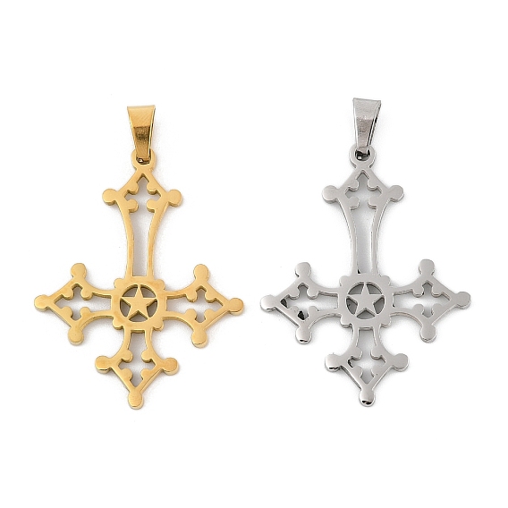 304 подвески из нержавеющей стали, христианский перевернутый крест со звездой в качестве подвески, Крест Святого Петра