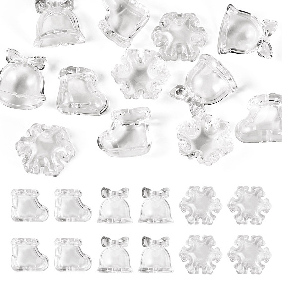 12шт. 3 стили, прозрачные акриловые бусины на рождественскую тематику, прозрачные