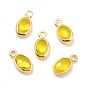 Eco-Friendly Brass with Glass Pendants,  Long-Lasting Plated, Lead Free & Cadmium Free & Nickel Free, Oval, Real 18K Gold Plated