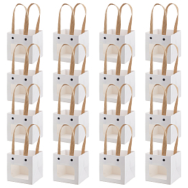 Sacs-cadeaux en papier, avec fenêtre et poignées visibles en plastique, carrée