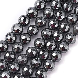 Немагнитные синтетический гематит бисер пряди, граненый (64 граней), круглые