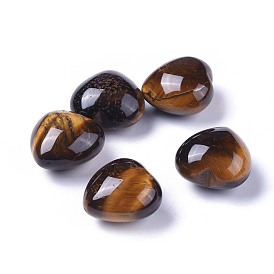 Natural Tiger Eye Heart Love Stone, Pocket Palm Stone for Reiki Balancing