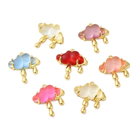 Translucent Resin Pendants, Cloud Charms, with Rack Plating Real 18K Gold Plated Brass Findings, Long-Lasting Plated, Cadmium Free & Lead Free