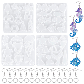 Наборы для изготовления сережек на тему океана своими руками, включая силиконовые формы для силуэтов подвесок, 316 хирургические крючки для серег из нержавеющей стали, Перейти латунные