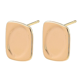Apprêts de boucles d'oreilles à clous en laiton shegrace, rectangle, avec boucle, sans cadmium et sans plomb et sans nickel