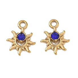 Pendentifs en acier inoxydable, charmes de soleil, avec strass, placage ionique (ip)