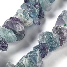 Raw Rough Natural Fluorite Beads Strands, Nuggets