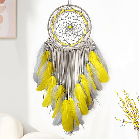 Mengying colorful feather dream catcher hanging hand-woven wind chime bedroom living room decoration