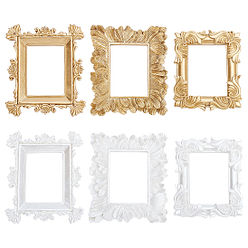 6Pcs 6 Style Retro Photo Frames, Resin Flower Frames, Small Family Photo Holders, for Pictures Embossed Photo Props Wall Decor Accessories, Rectangle