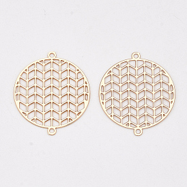 Медные звенья / разъемы, гравированные металлические украшения, долговечный, без кадмия, без никеля и без свинца, плоские круглые со стрелкой