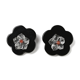 Натуральный черный оникс (окрашенный и нагретый) и кварцевый кристалл и бусины ручной работы из сердолика