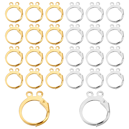 160Pcs 2 Colors Brass Leverback Earring Findings, with 2 Loops