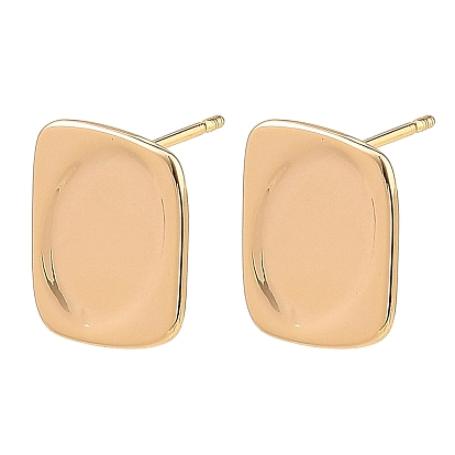 Apprêts de boucles d'oreilles à clous en laiton shegrace, rectangle, avec boucle, sans cadmium et sans plomb et sans nickel