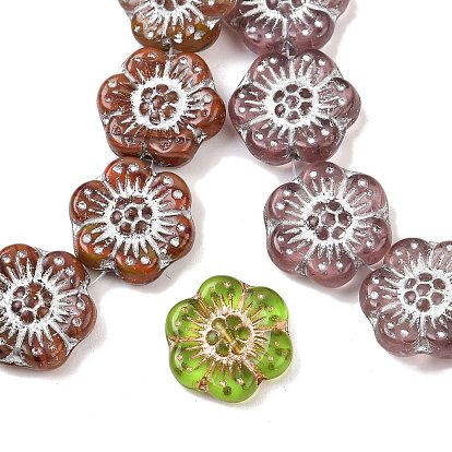 Чешские прессованные стеклянные бусины, цветок