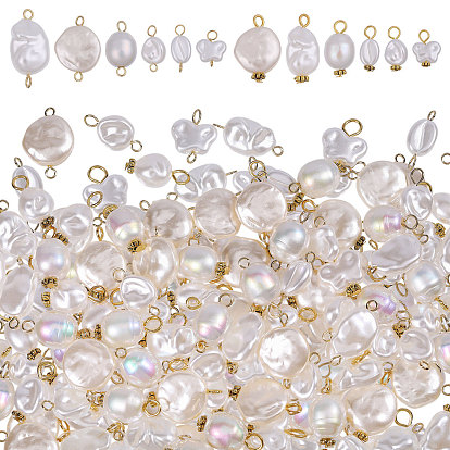 120 шт. 12 стили из АБС-пластика с акриловыми жемчужинами и железными подвесками и подвесками-соединителями, самородки/овал/бабочка