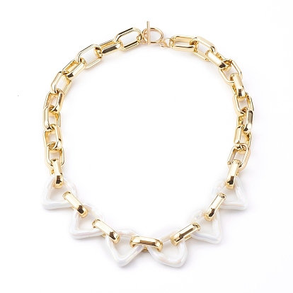 Acrylic & CCB Plastic Chain Necklaces, with 304 Stainless Steel Toggle Clasps, Golden