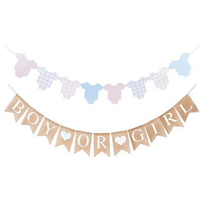 2 Guirnaldas de fiesta de papel y yute con diferentes estilos, para la decoración del partido