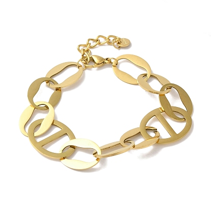 304 Stainless Steel Star Hollow Oval Link Chain Bracelets for Women
