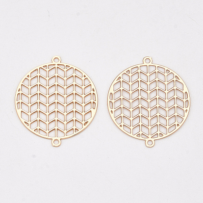 Медные звенья / разъемы, гравированные металлические украшения, долговечный, без кадмия, без никеля и без свинца, плоские круглые со стрелкой