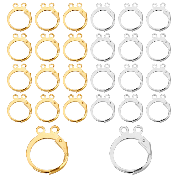 160Pcs 2 Colors Brass Leverback Earring Findings, with 2 Loops