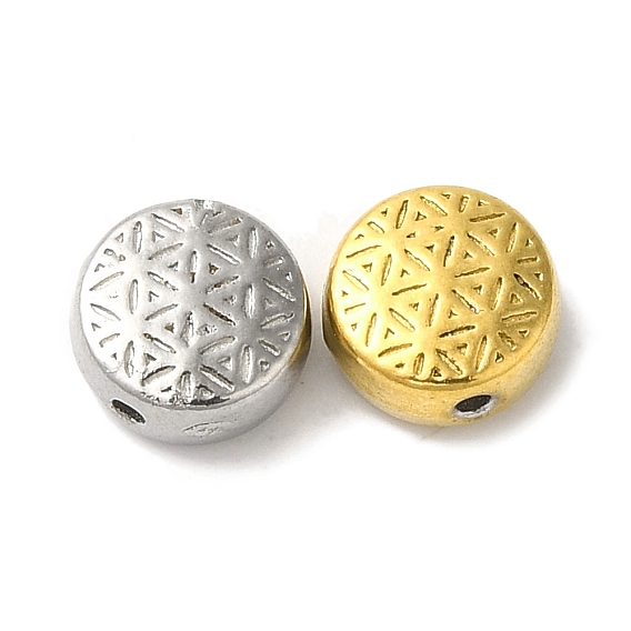 304 из нержавеющей стали бусы, плоские круглые с цветком