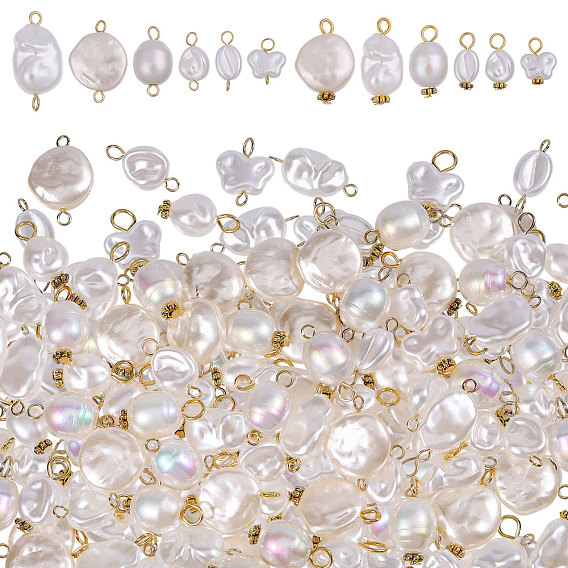 120 шт. 12 стили из АБС-пластика с акриловыми жемчужинами и железными подвесками и подвесками-соединителями, самородки/овал/бабочка