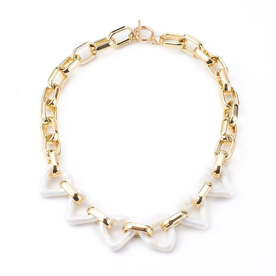 Acrylic & CCB Plastic Chain Necklaces, with 304 Stainless Steel Toggle Clasps, Golden