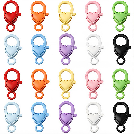 20 шт. 10 цветные застежки-карабины из сплава с напылением, сердце