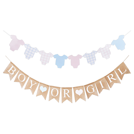 2 Styles Paper & Jute Party Banners, for Party Decoration