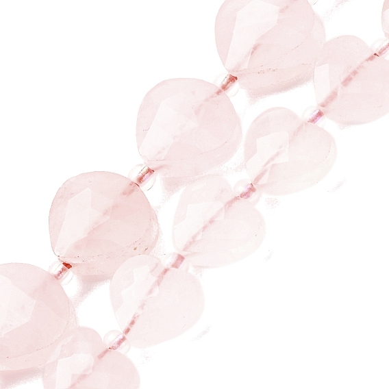 Природного розового кварца нитей бисера, граненое сердце, с бисером