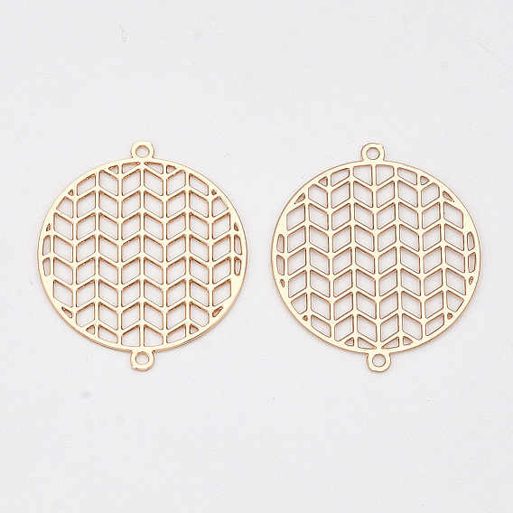 Медные звенья / разъемы, гравированные металлические украшения, долговечный, без кадмия, без никеля и без свинца, плоские круглые со стрелкой